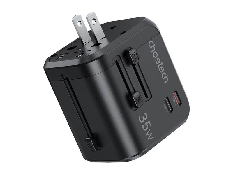 Choetech PD5008 travel charger 3xUSB-A 2xUSB-C GaN 35W US/EU/UK/AU (black)