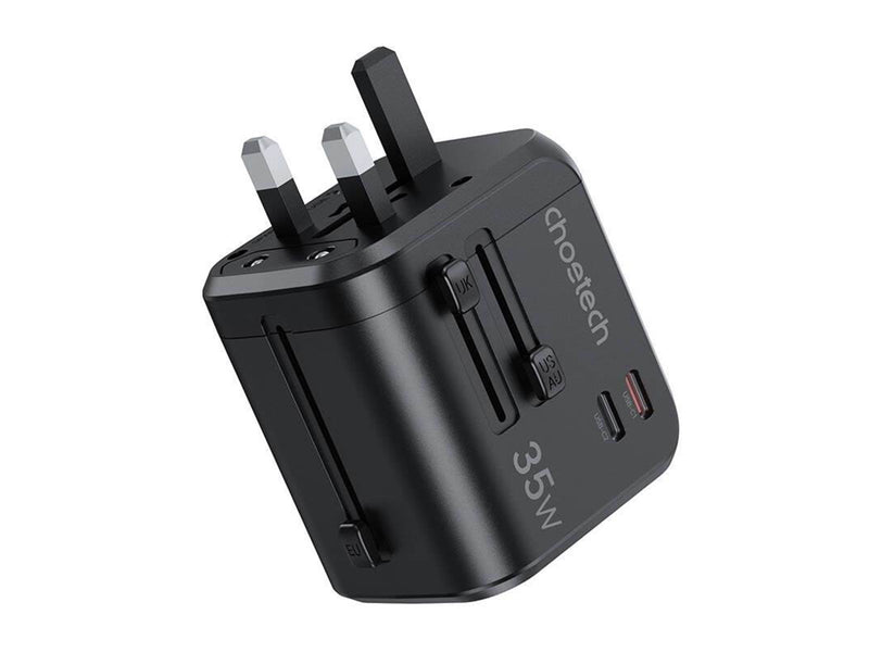 Choetech PD5008 travel charger 3xUSB-A 2xUSB-C GaN 35W US/EU/UK/AU (black)