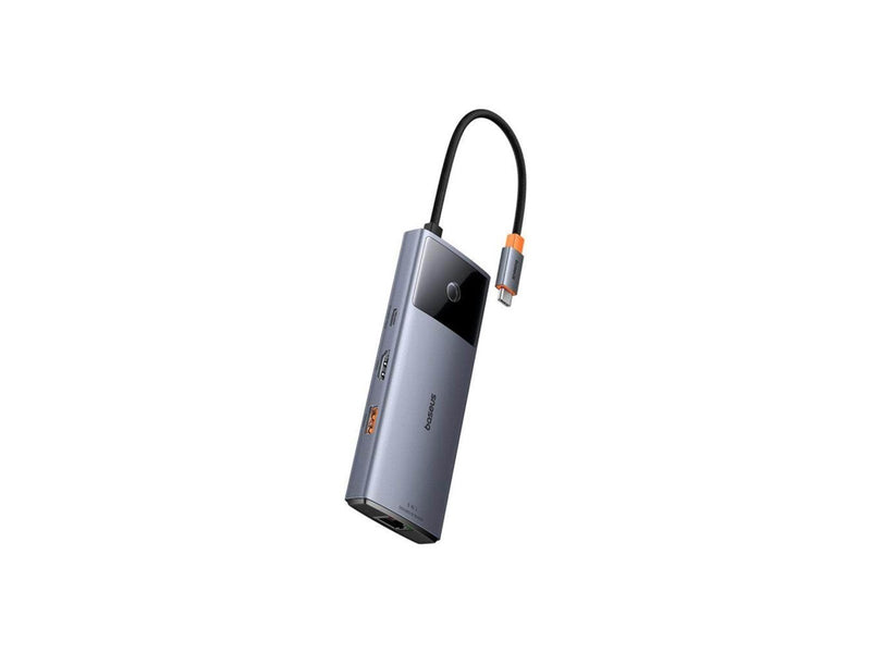 Baseus Hub 6in1 Metal Gleam 2 Series USB-C to 2xUSB 3.0 +USB-C + HDMI + USB-C PD + Ethernet RJ45 USB-Hubs - Grau