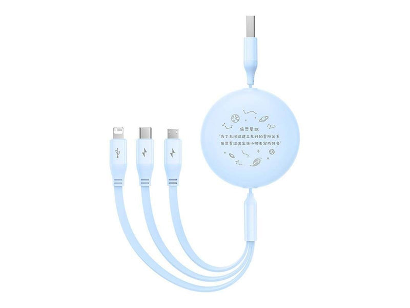 Baseus Charging Cable 3w1 USB to USB-C USB-M Lightning 3.5A 1.1m (blue)