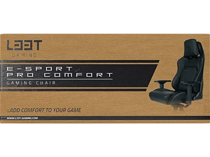 L33T E-Sport Pro Comfort Gaming Chair (PU) Black Gaming Stuhl - Schwarz - PU-Leder - 170 kg