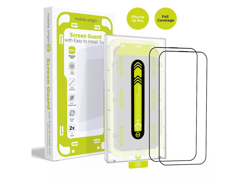 Mobile Origin Screen Guard with easy applicator 2 pack - iPhone 16 Pro