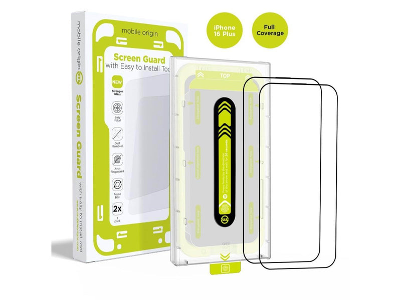 Mobile Origin Screen Guard with easy applicator 2 pack - iPhone 16 Plus