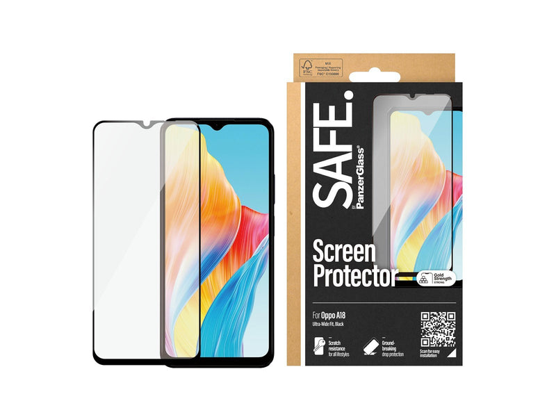 SAFE. by PanzerGlass Screen Protector Oppo A18 | Ultra-Wide Fit