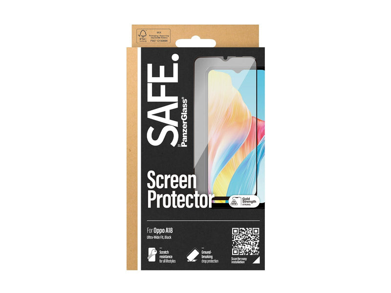 SAFE. by PanzerGlass Screen Protector Oppo A18 | Ultra-Wide Fit