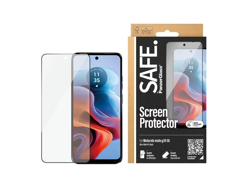 SAFE. by PanzerGlass Screen Protector Motorola moto G34 5G | Ultra-Wide Fit