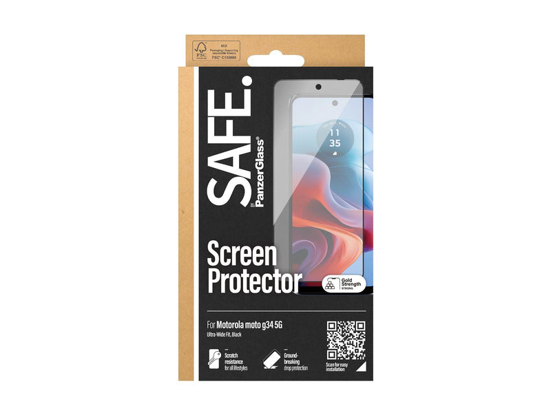 SAFE. by PanzerGlass Screen Protector Motorola moto G34 5G | Ultra-Wide Fit