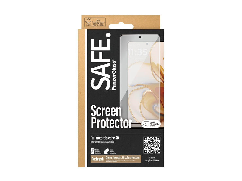 SAFE. by PanzerGlass Screen Protector w. Black Frame Motorola edge 50 | Ultra-Wide Fit