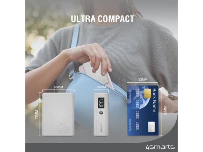 4smarts Power Bank Pocket Slim - 10.000 mAh Powerbank (Akku) - Weiß - 10000 mAh