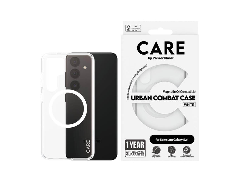 CARE by PanzerGlass Flagship Case Transparent Urban Combat w. White QI Compatible Samsung Galaxy S24+