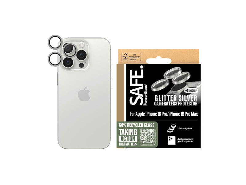 SAFE. by PanzerGlass Camera Lens Protector Glitter Silver iPhone 16 Pro | 16 Pro Max