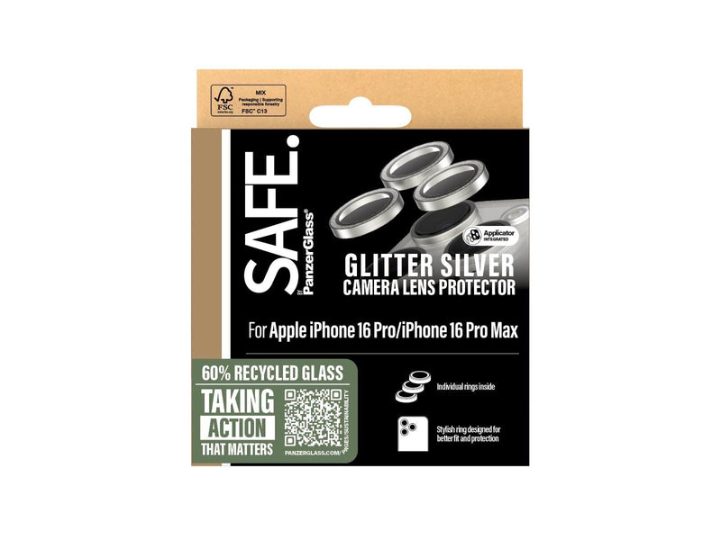 SAFE. by PanzerGlass Camera Lens Protector Glitter Silver iPhone 16 Pro | 16 Pro Max