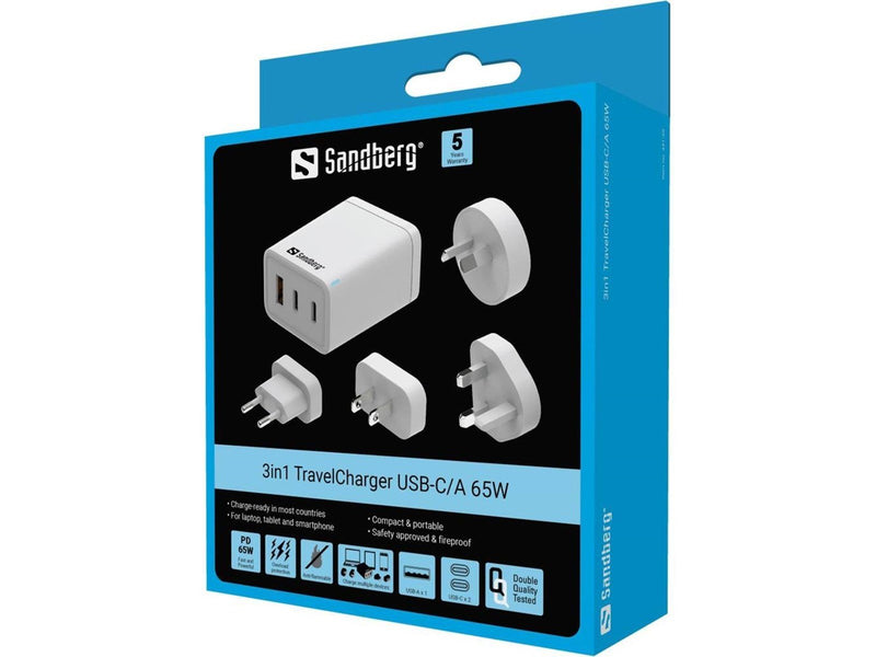 Sandberg 3in1 TravelCharger 65W