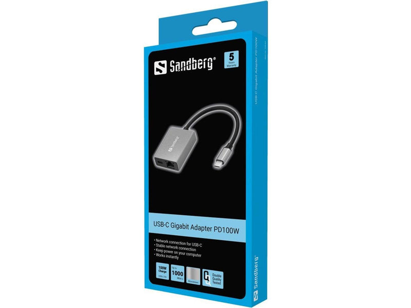 Sandberg USB-C Gigabit Network Adapter (with PD)