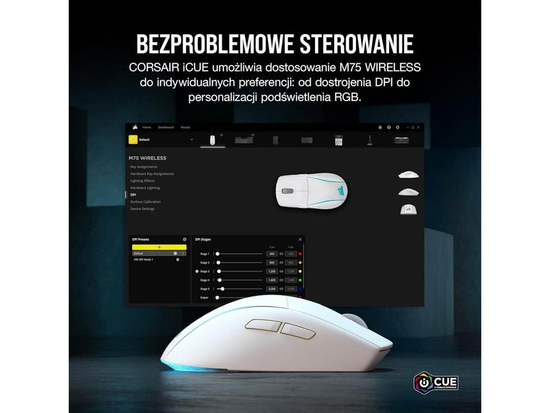Corsair M75 Lightweight RGB - Gaming Maus (Weiß mit RGB Licht)