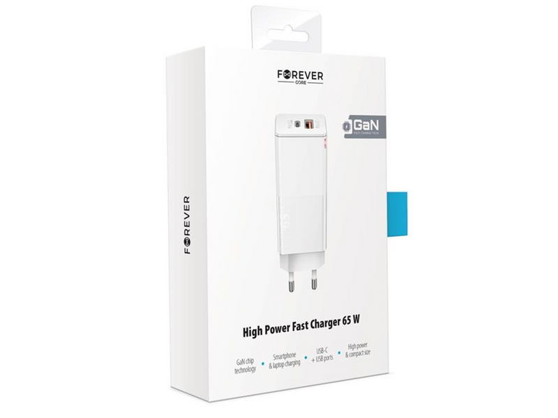 Forever 65W USB-C PD & USB-A QC - White
