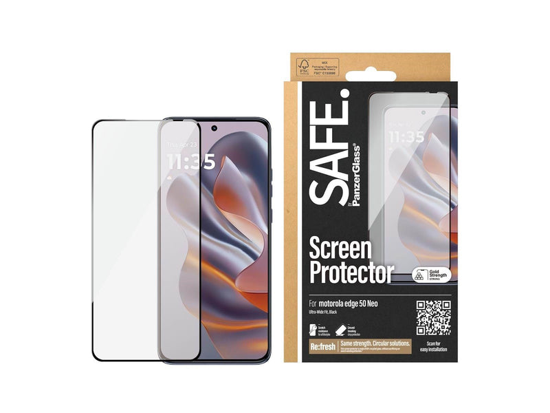 SAFE. by PanzerGlass Screen Protector w. Black Frame Motorola Edge 50 Neo | Ultra-Wide Fit