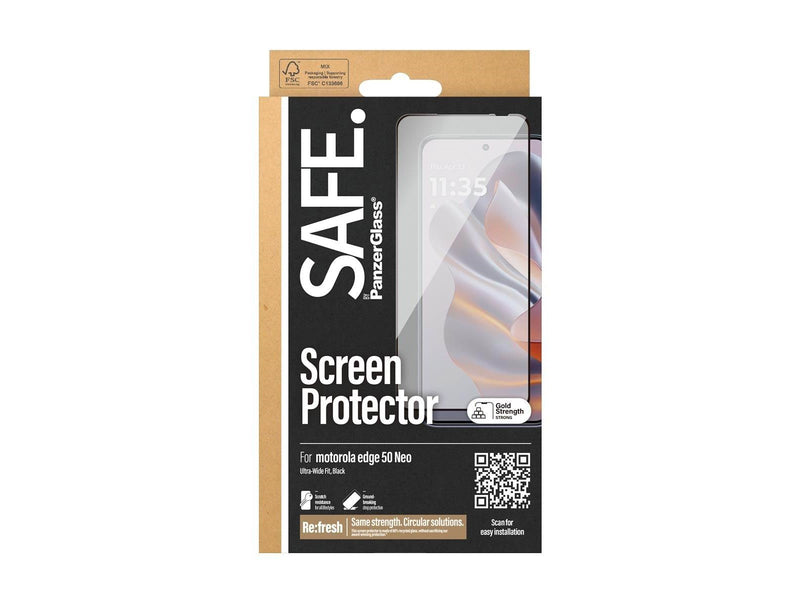 SAFE. by PanzerGlass Screen Protector w. Black Frame Motorola Edge 50 Neo | Ultra-Wide Fit