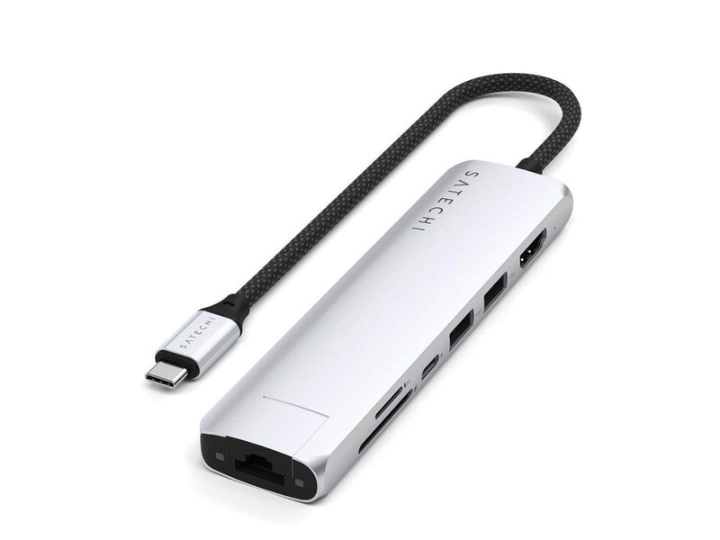 Satechi 7-in-1 USB-C Slim Multiport Adapter with Ethernet - Silver