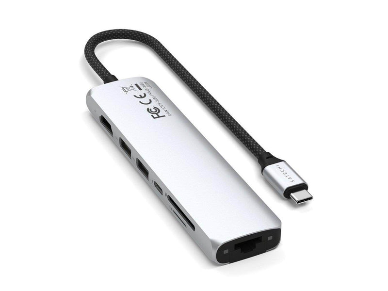 Satechi 7-in-1 USB-C Slim Multiport Adapter with Ethernet - Silver
