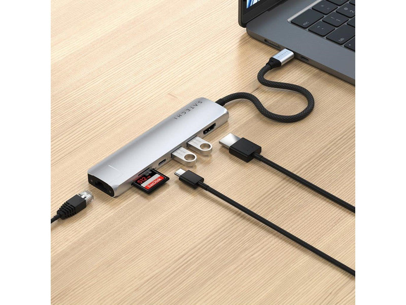 Satechi 7-in-1 USB-C Slim Multiport Adapter with Ethernet - Silver