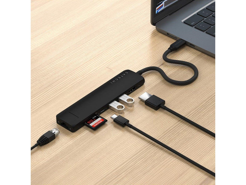 Satechi 7-in-1 USB-C Slim Multiport Adapter with Ethernet - Black