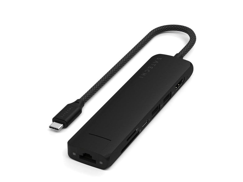 Satechi 7-in-1 USB-C Slim Multiport Adapter with Ethernet - Black