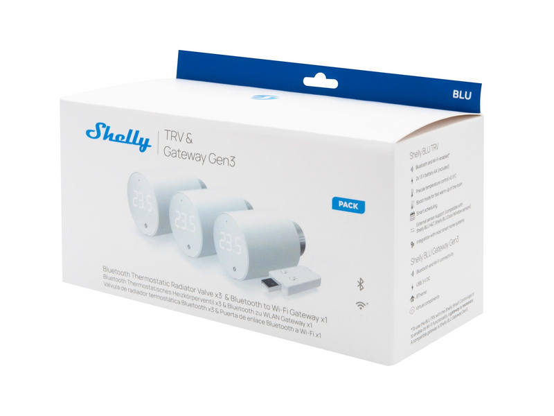 Shelly BLU TRV 3-Pack + BLU Gateway Gen3