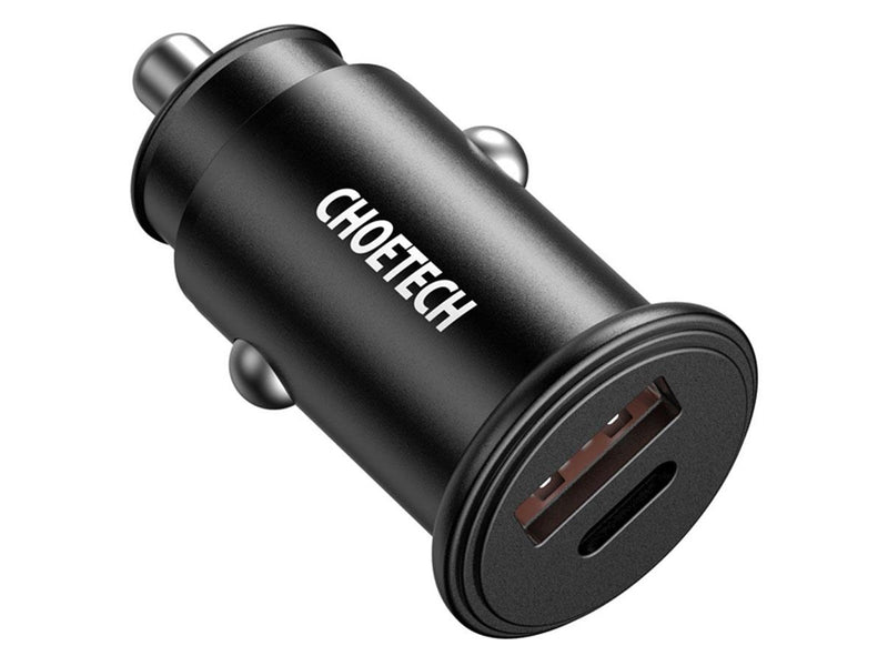 Choetech TC0006 1x USB-A 1x USB-C 30W PD 3.0 car charger (black)