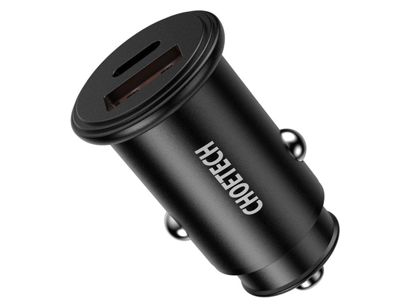 Choetech TC0006 1x USB-A 1x USB-C 30W PD 3.0 car charger (black)