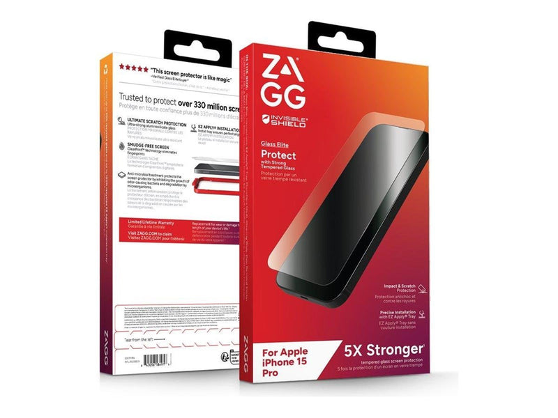 ZAGG InvisibleShield Glass Elite for Apple iPhone 15 Pro