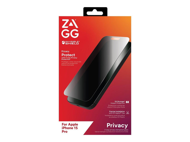 ZAGG InvisibleShield Glass Elite Privacy for Apple iPhone 15 Pro
