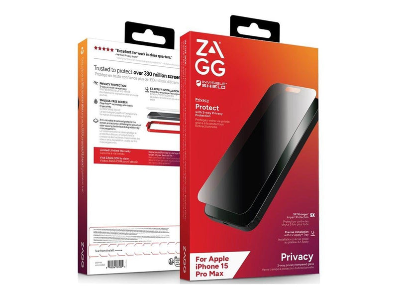 ZAGG InvisibleShield Glass Elite Privacy for Apple iPhone 15 Pro Max