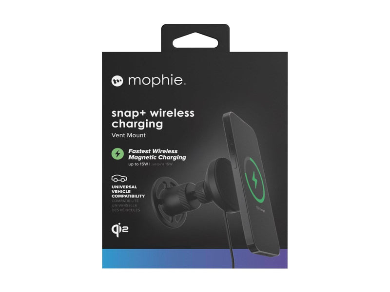 Mophie snap+ car wireless charging holder - magnetic vent mount - + AC power adapter - 15 Watt