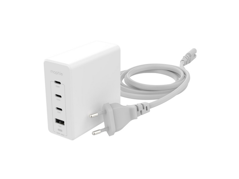 Mophie USB-C 120W Wall Adapter PD HUB (3xUSB-C + 1xUSB-A) GaN - White