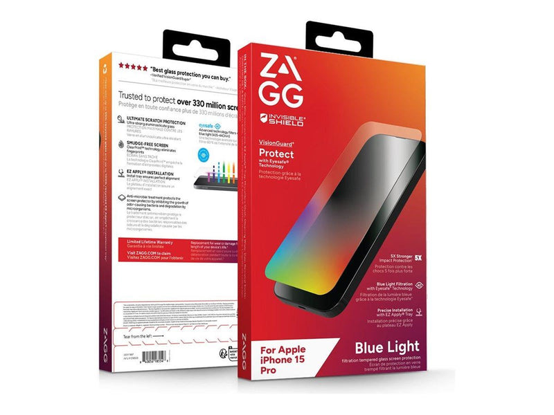 ZAGG InvisibleShield Glass Elite VisionGuard for Apple iPhone 15 Pro