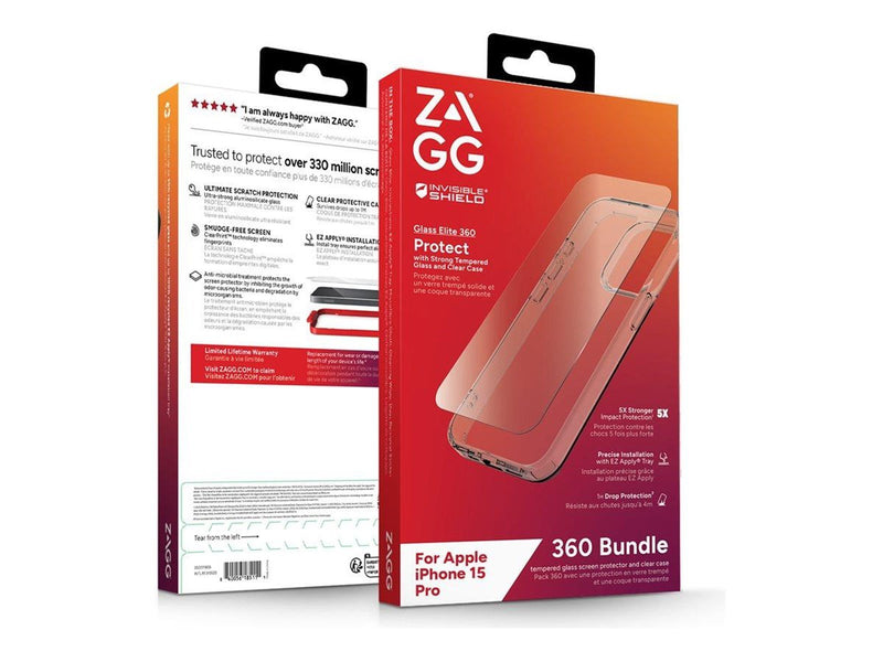 ZAGG InvisibleShield Glass Elite 360 for Apple iPhone 15 Pro