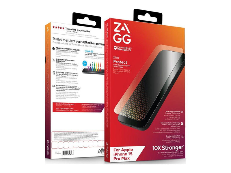 ZAGG InvisibleShield Glass XTR3 for Apple iPhone 15 Pro Max