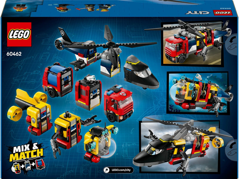LEGO City 60462 Kombinationsset mit Hubschrauber, Löschauto und U-Boot