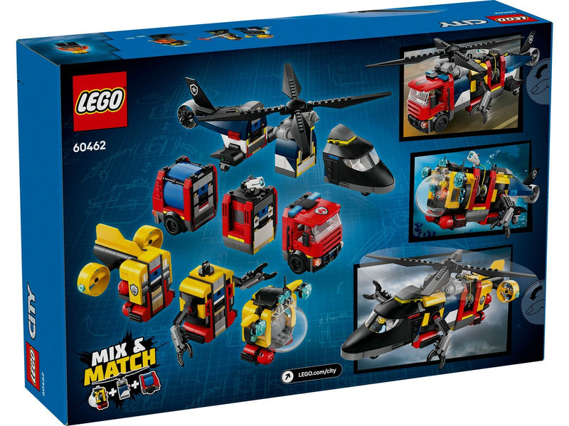 LEGO City 60462 Kombinationsset mit Hubschrauber, Löschauto und U-Boot