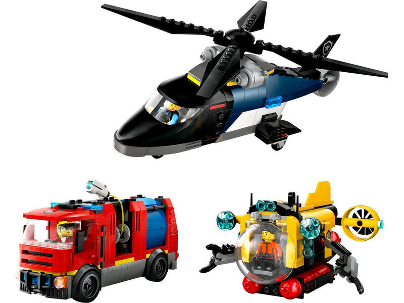 LEGO City 60462 Kombinationsset mit Hubschrauber, Löschauto und U-Boot