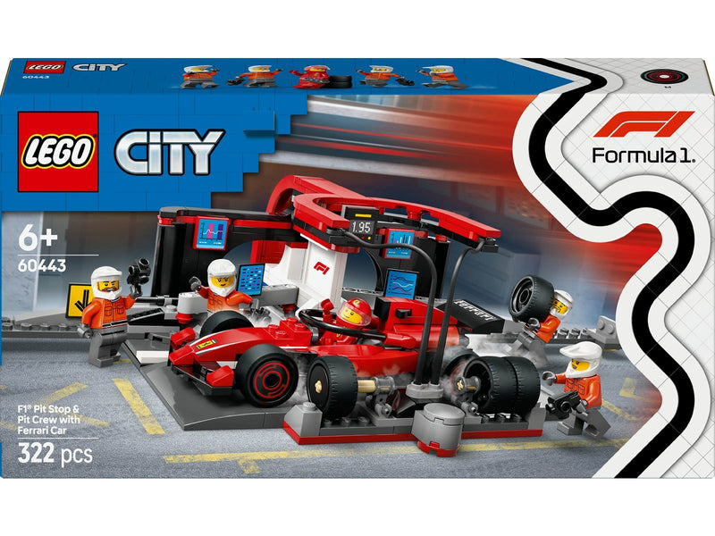 LEGO City 60443 F1® Boxenstopp mit Boxencrew und Ferrari Flitzer