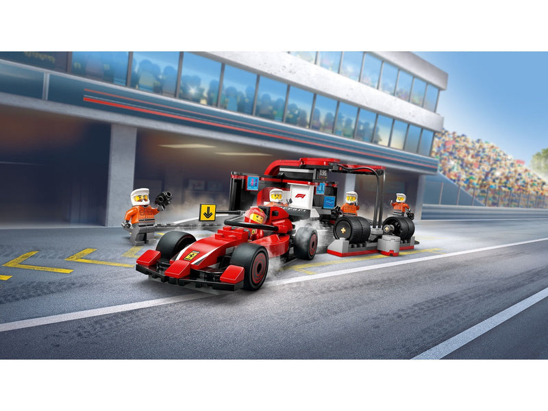 LEGO City 60443 F1® Boxenstopp mit Boxencrew und Ferrari Flitzer