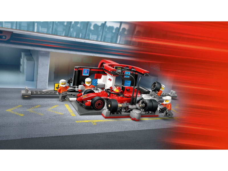 LEGO City 60443 F1® Boxenstopp mit Boxencrew und Ferrari Flitzer