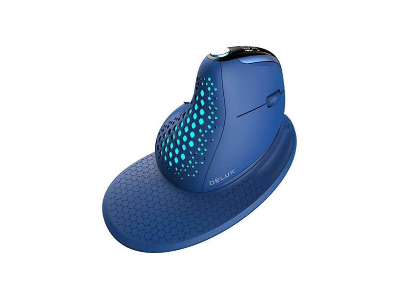 DeLUX M618XSD BT+2.4G RGB Wireless Vertical Mouse (blue) - Ergonomische Maus (Blau)