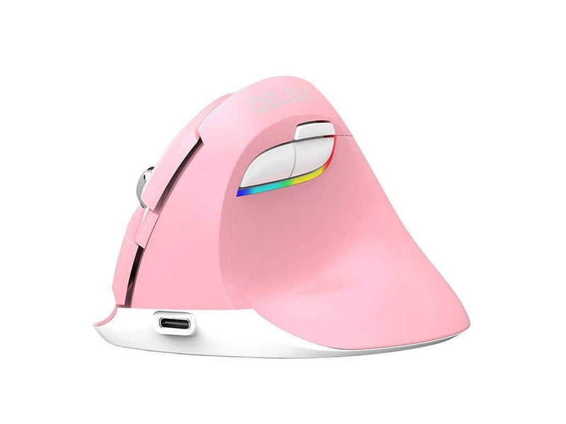 DeLUX Wireless Vertical Mouse M618Mini DB BT+2.4G 2400DPI (pink) - Ergonomische Maus (Pink)