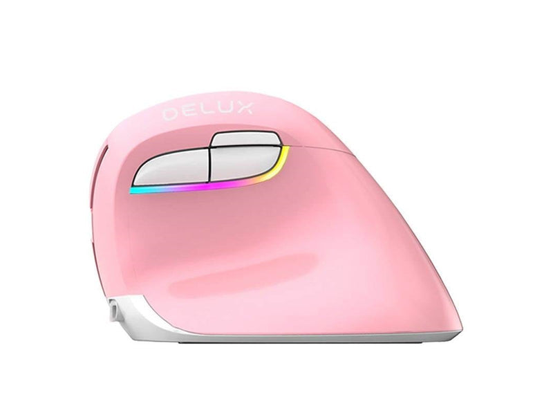 DeLUX Wireless Vertical Mouse M618Mini DB BT+2.4G 2400DPI (pink) - Ergonomische Maus (Pink)