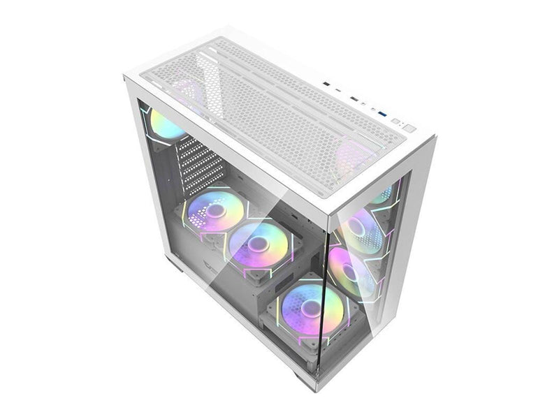 Darkflash Computer case DS900 (white) + 7 ARGB Fans - Gehäuse - Miditower - Weiß