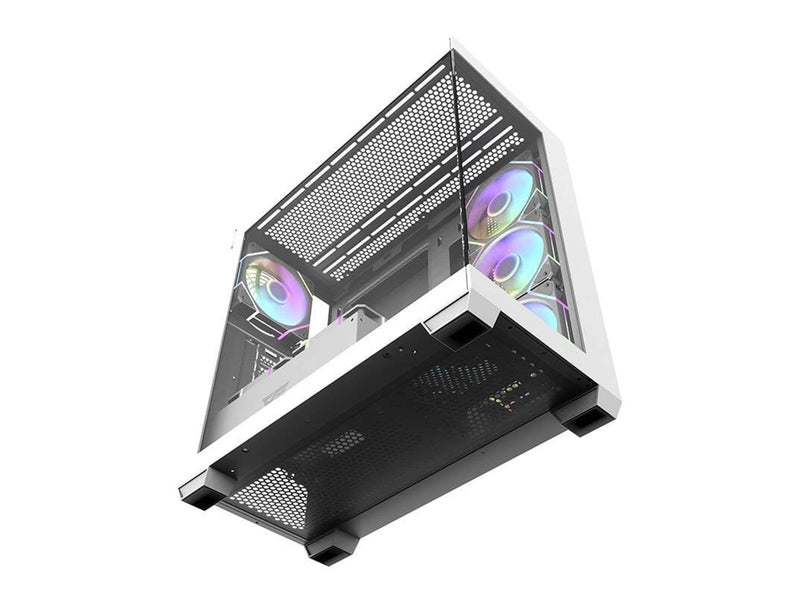 Darkflash Computer case DS900 (white) + 7 ARGB Fans - Gehäuse - Miditower - Weiß