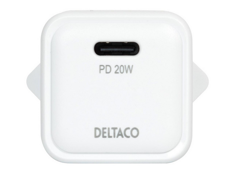Deltaco USB-C mini wall charger 1x USB-C PD 20 W white